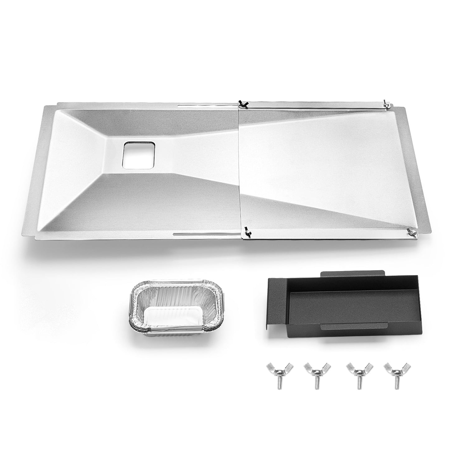 Adjustable Grease Tray with Catch Pan for Nexgrill, Charbroil, Dynaglo, Kenmore & Expert Grill – Fits 3/4/5-Burner Gas Grills, Heavy-Duty Aluminum Drip Pan with Catch Design