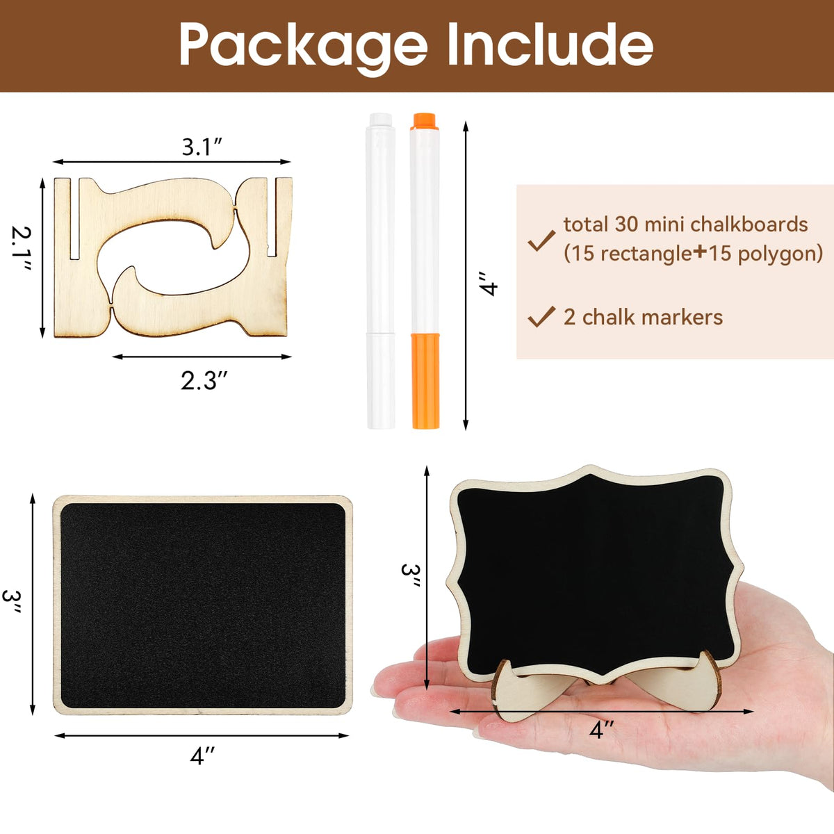 30 Pack 4" x 3" Mini Chalkboard Signs, Food Labels for Party Buffet