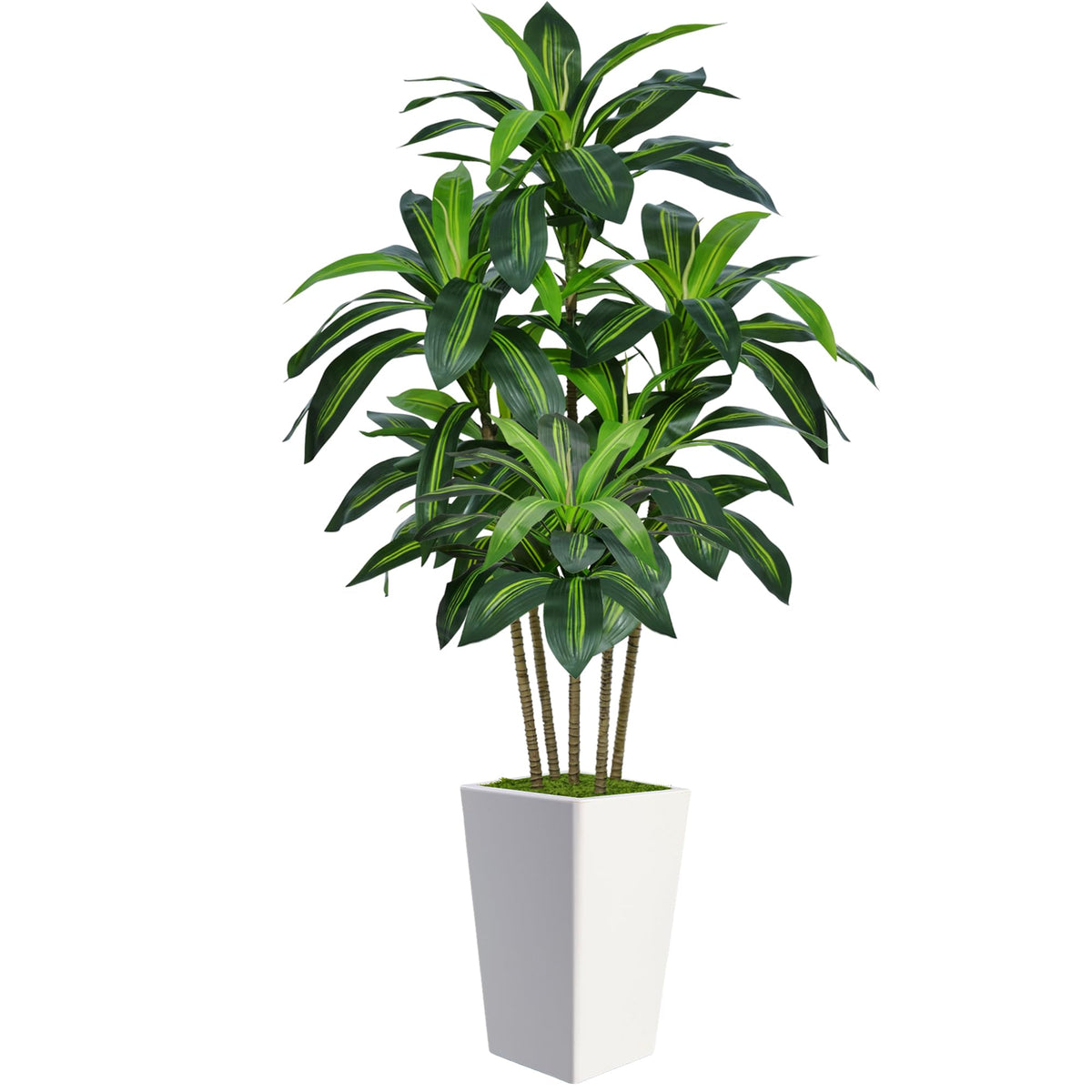 Flydeer 6FT Artificial Dracaena Tree with Tall White Planter, Floor Plant