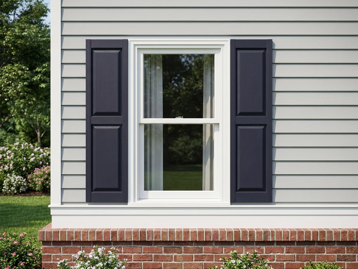 Polaris Homeside Raised Panel Vinyl Shutters (1 Pair) 14-1/2in. x 55in. - 050 Black
