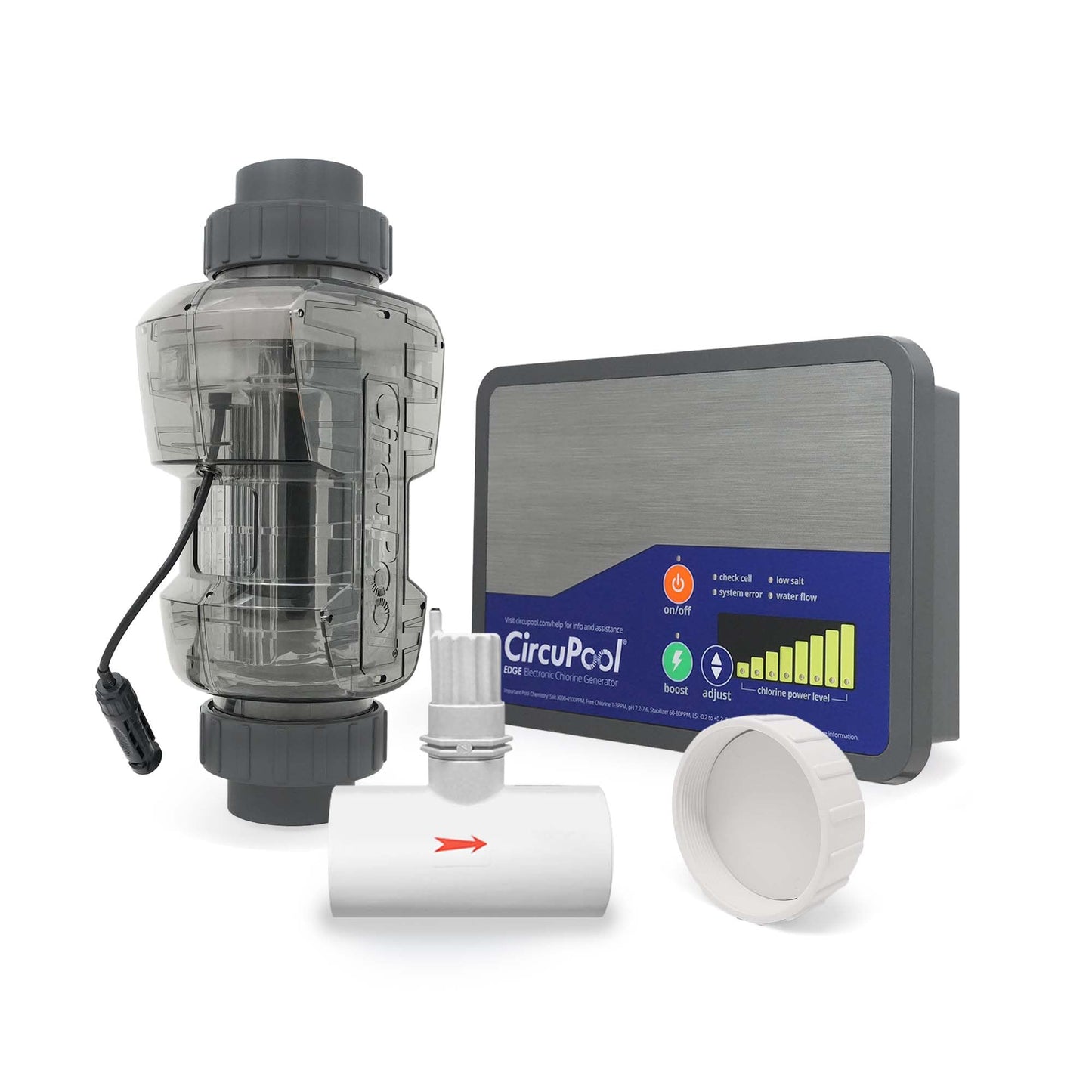 CircuPool EDGE25 Salt Chlorine Generator | USA-Made | 7 Year Manufacturer Warranty | No DIY Install Penalty | 1.2 lb CL Output | Electronic Salt Chlorinator System for Pools up to 25,000 Gallons