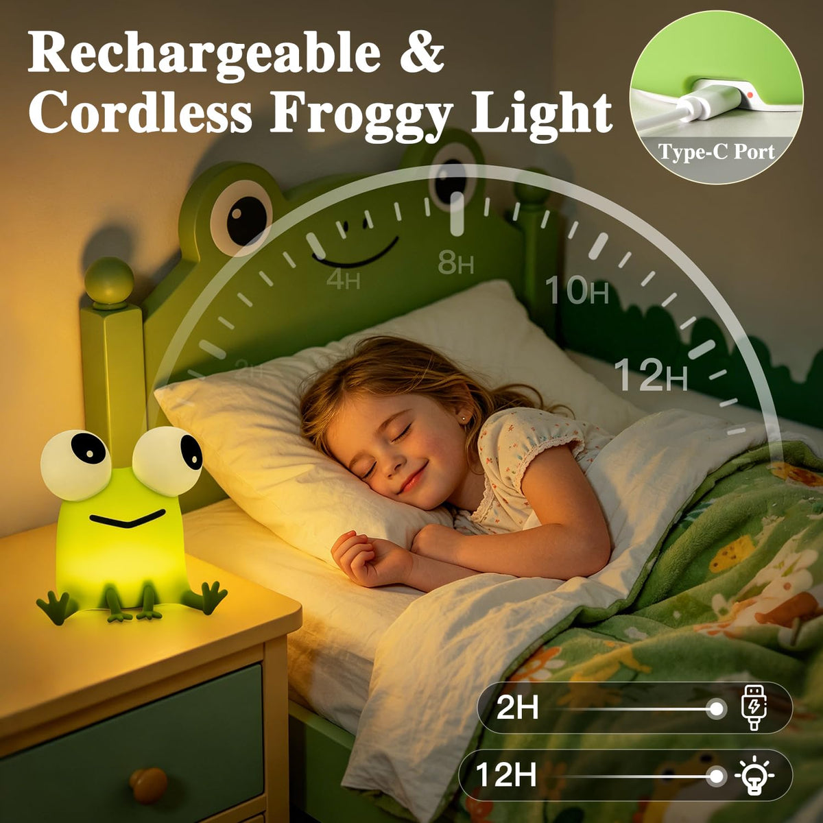 Big-Eyed Frog Lamp Funny Gifts, 3 Dimming+Silicone Random Stuff, Touch+Timer+Cordless Unique Cool Lamps Weird Stuff, Cute Gag Gifts Frog Gifts, White Elephant Gifts for Women,Teens, Men, Kids, Adults