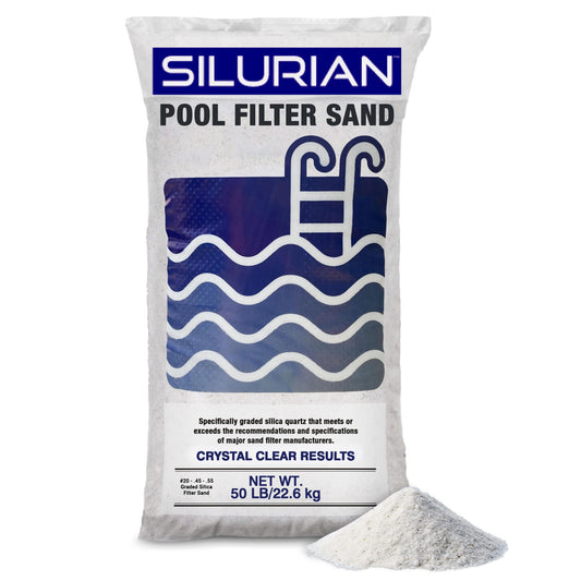 U.S Silica Silurian 20-Grade Silica Quartz Filter Sand for Pool Pump System, 50 lb Bag - White Filtration Media for Crystal Clear and Cleaner Water in Inground & Above Ground Swimming Pools