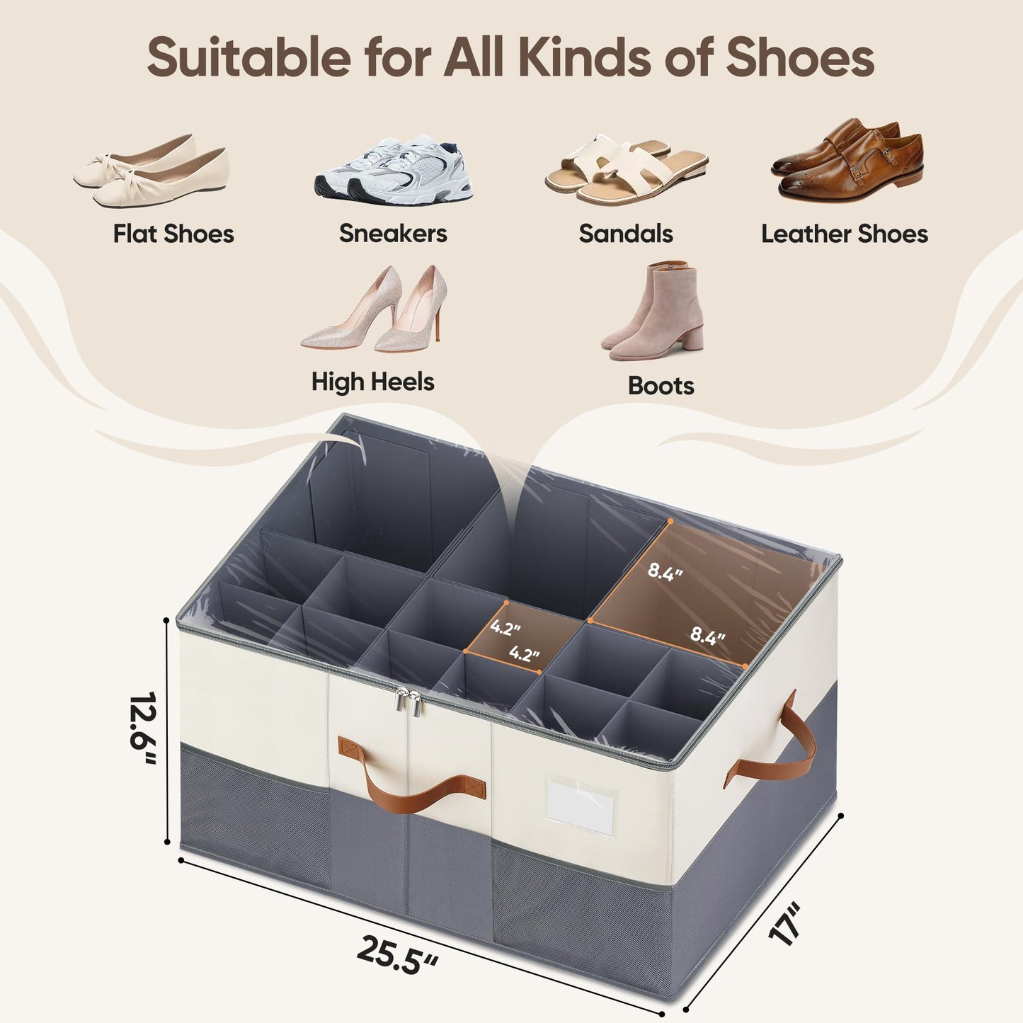 MSTONAL Shoe Organizer for Closet, Adjustable Storage Box Holds 24 Pairs