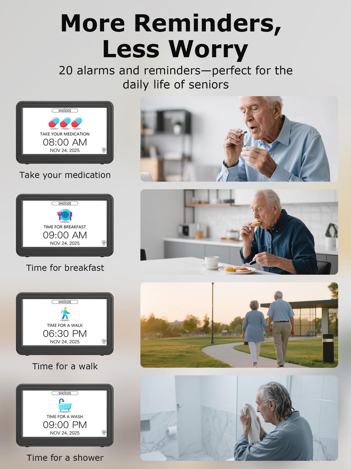 Mesqool Dementia & Alzheimer’s Clock for Seniors-7" HD Display Alarm Clock