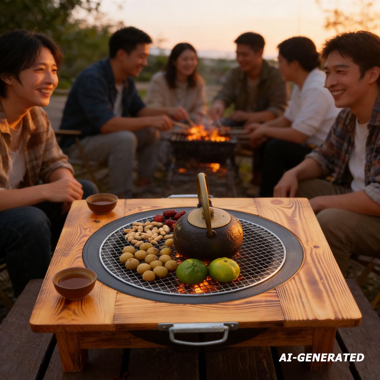 LANYANZI Tabletop Cast Iron Fire Pit, 20" Wood Burning Brazier