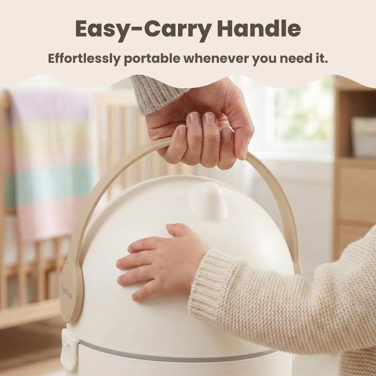 iTouchless 4 Gal Kids Room Wastebasket | Odor-Sealing Bin | Boho Ivory