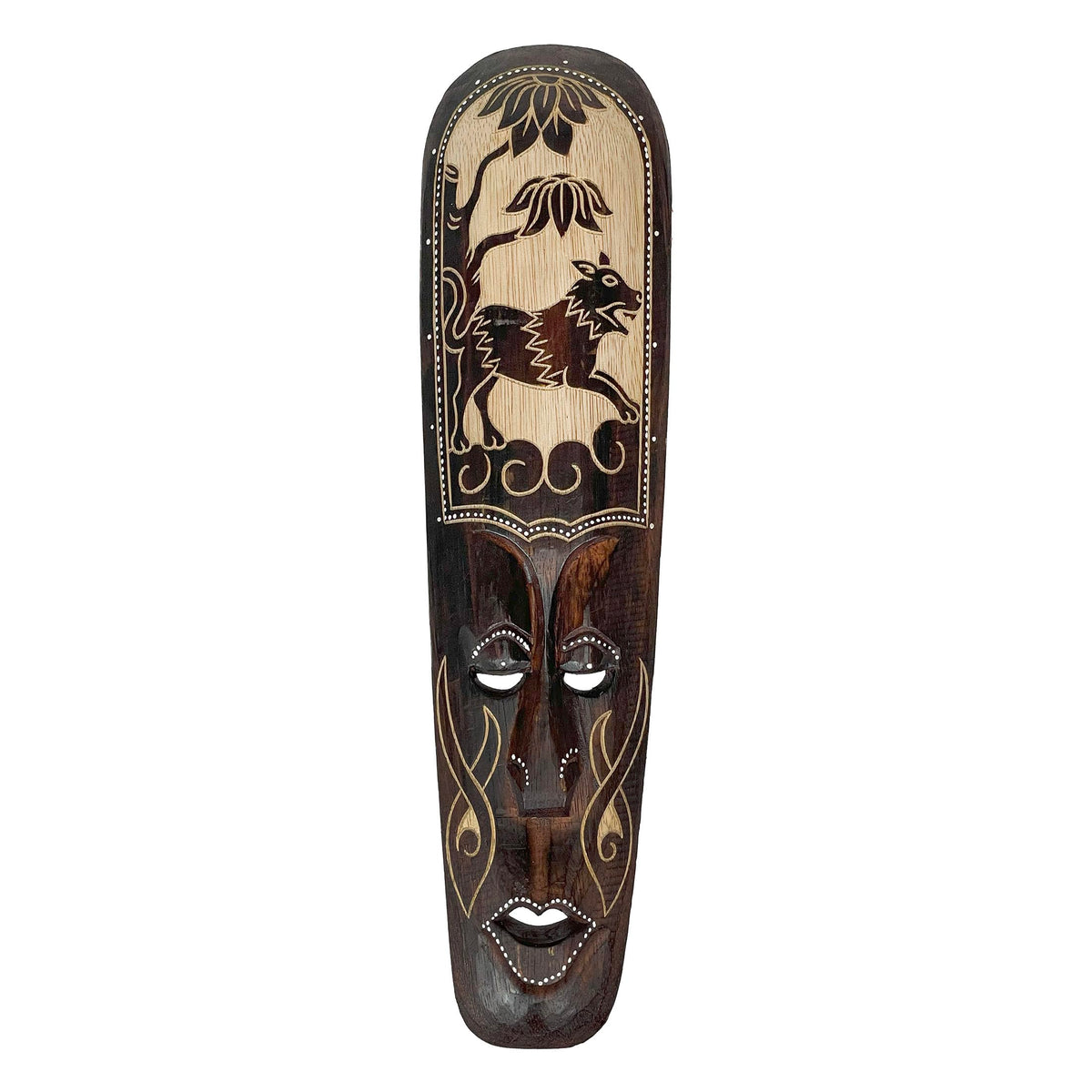 Zeckos Set of 5 African Animal Wall Masks, Hand-Carved Wood, 20 Inch
