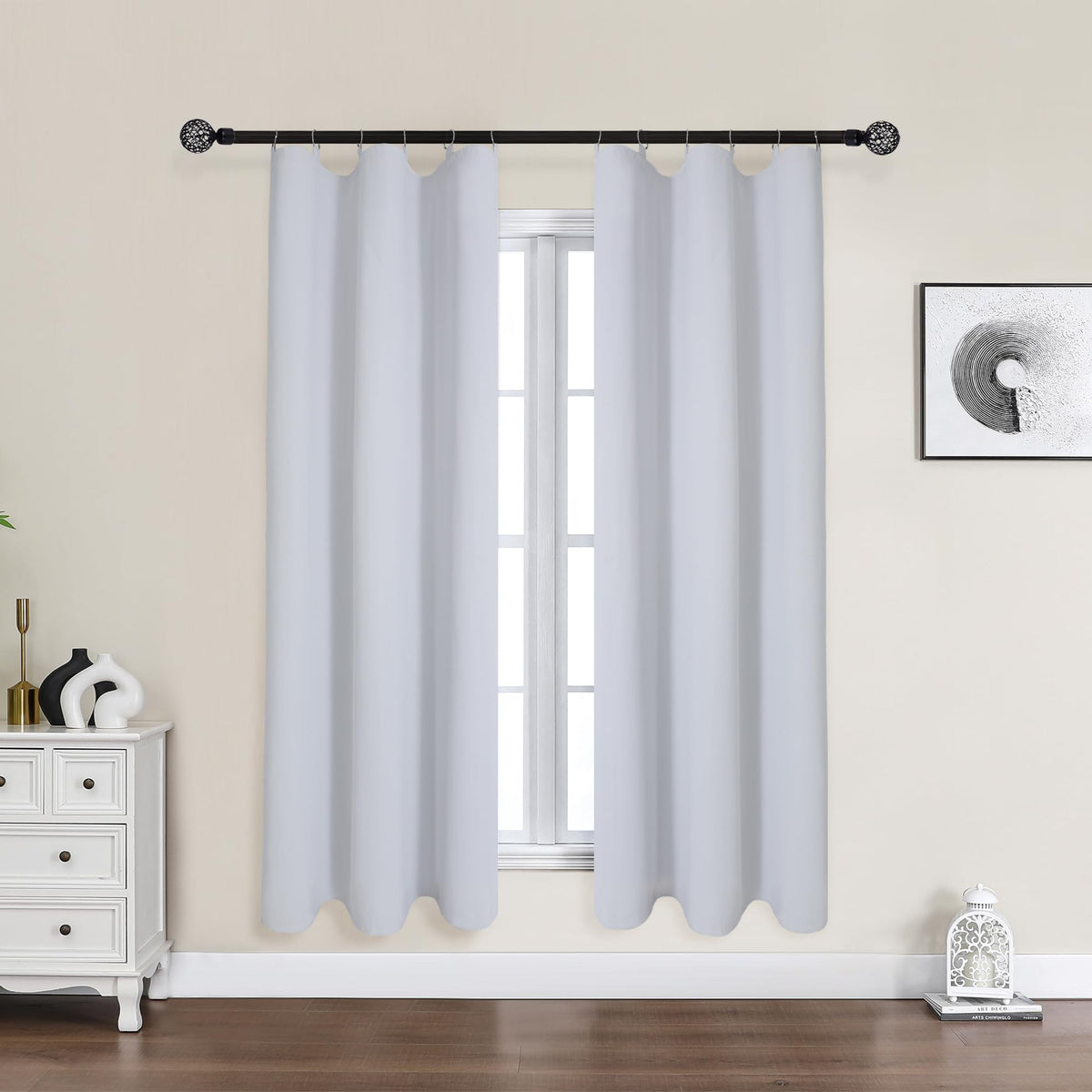 Chyhomenyc 2 Panels 100% Blackout Curtain Liners with 13 Rings, 100% Darkening Blackout Liner for 63 Inch Curtains, Each 40" Wx58 L, 2 Liners Per Set with 14 Pieces Rings