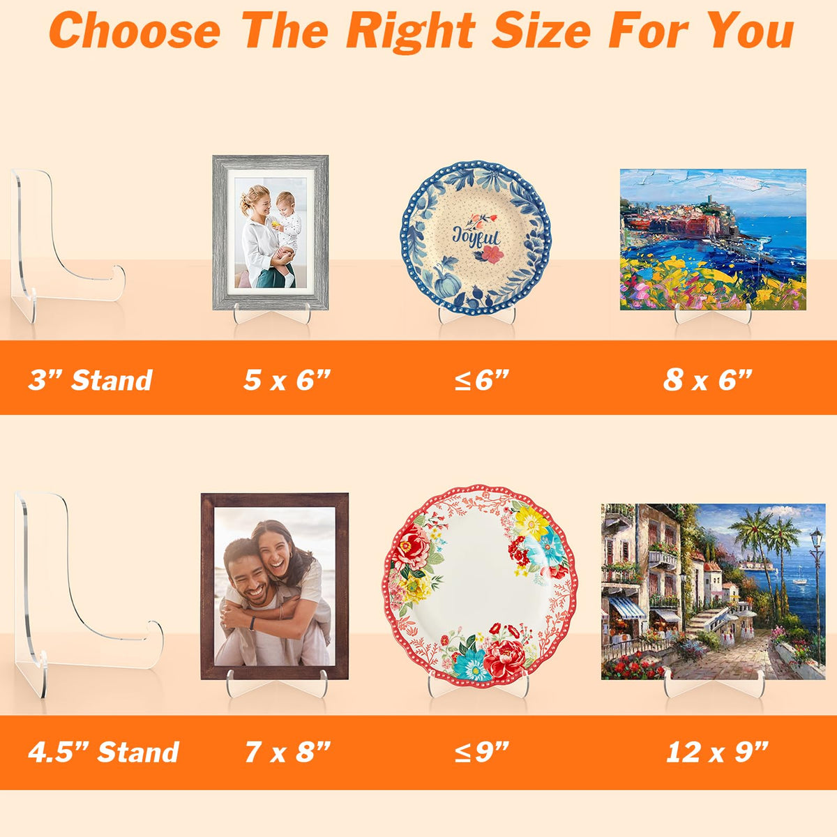5 Pack Acrylic Display Stand, Plate Stand for Display, Easel Stand
