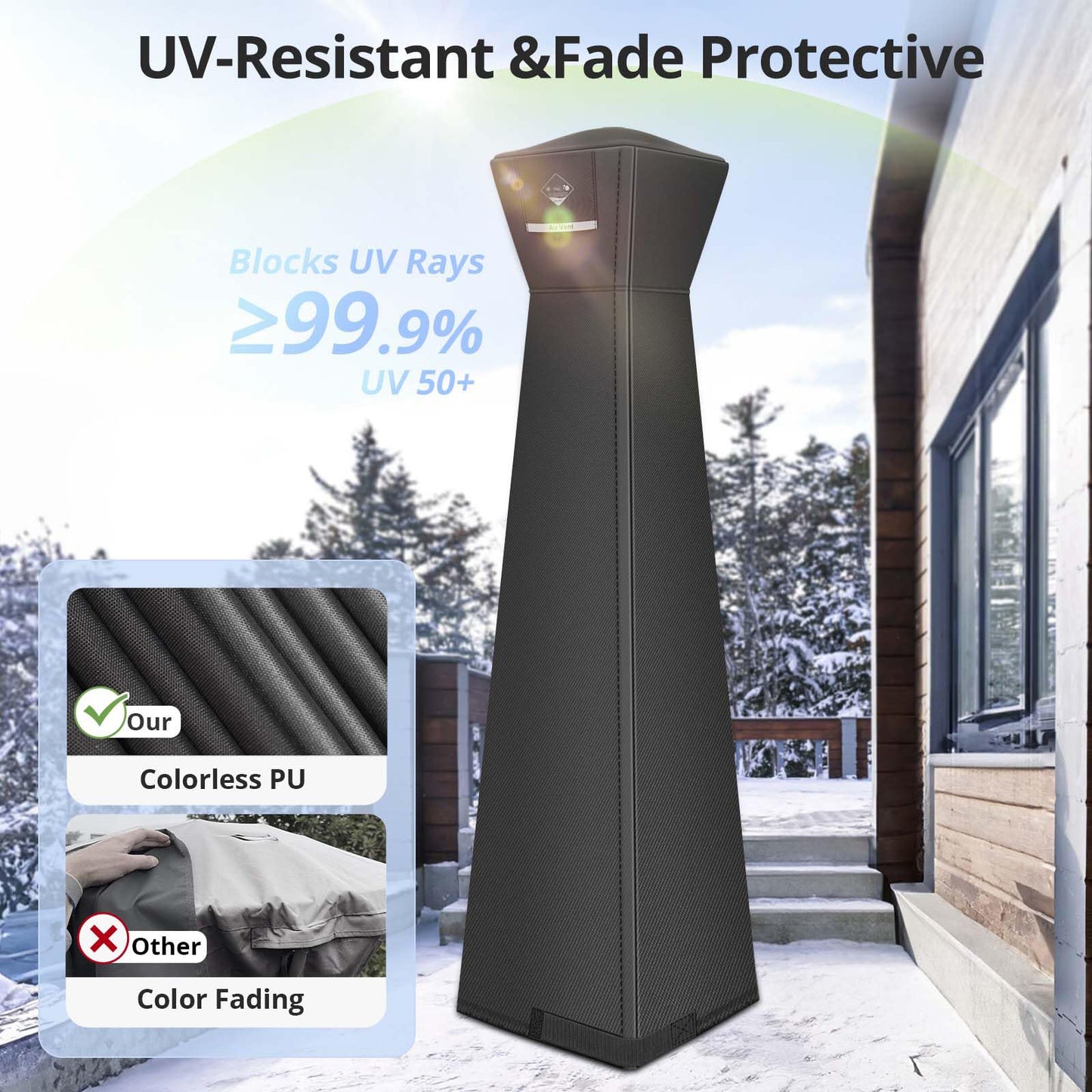 QH.HOME Pyramid Patio Heater Covers, [2026 Upgraded Tear-Resistant Fabric] Waterproof with Robust Zipper,Dustproof/Wind/Sunlight/Snow-Resistant,(90"H x 23"L x 23"W ,Black)