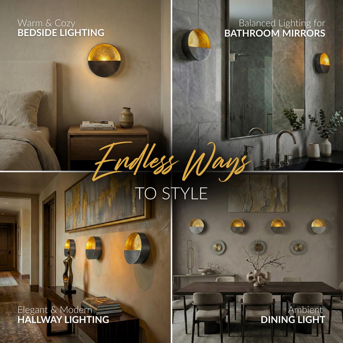 NativeSkins Eclipse Wall Candle Sconces Set of 2 - Round Tea Light Holders