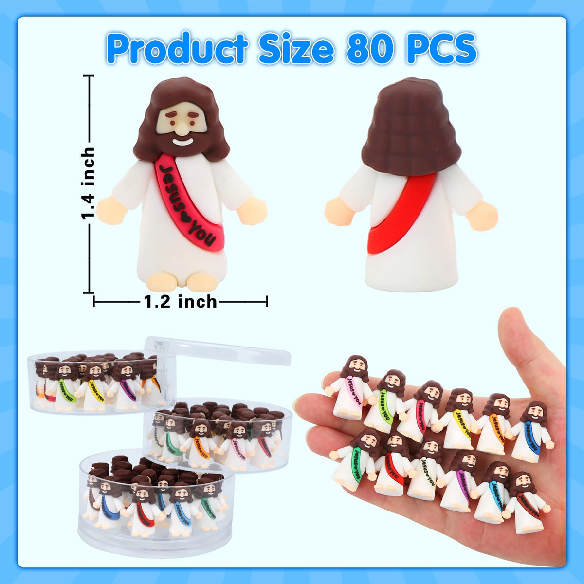 80 Pcs Mini Jesus Little Figures to Hide in Bulk and Pocket Seek Religious