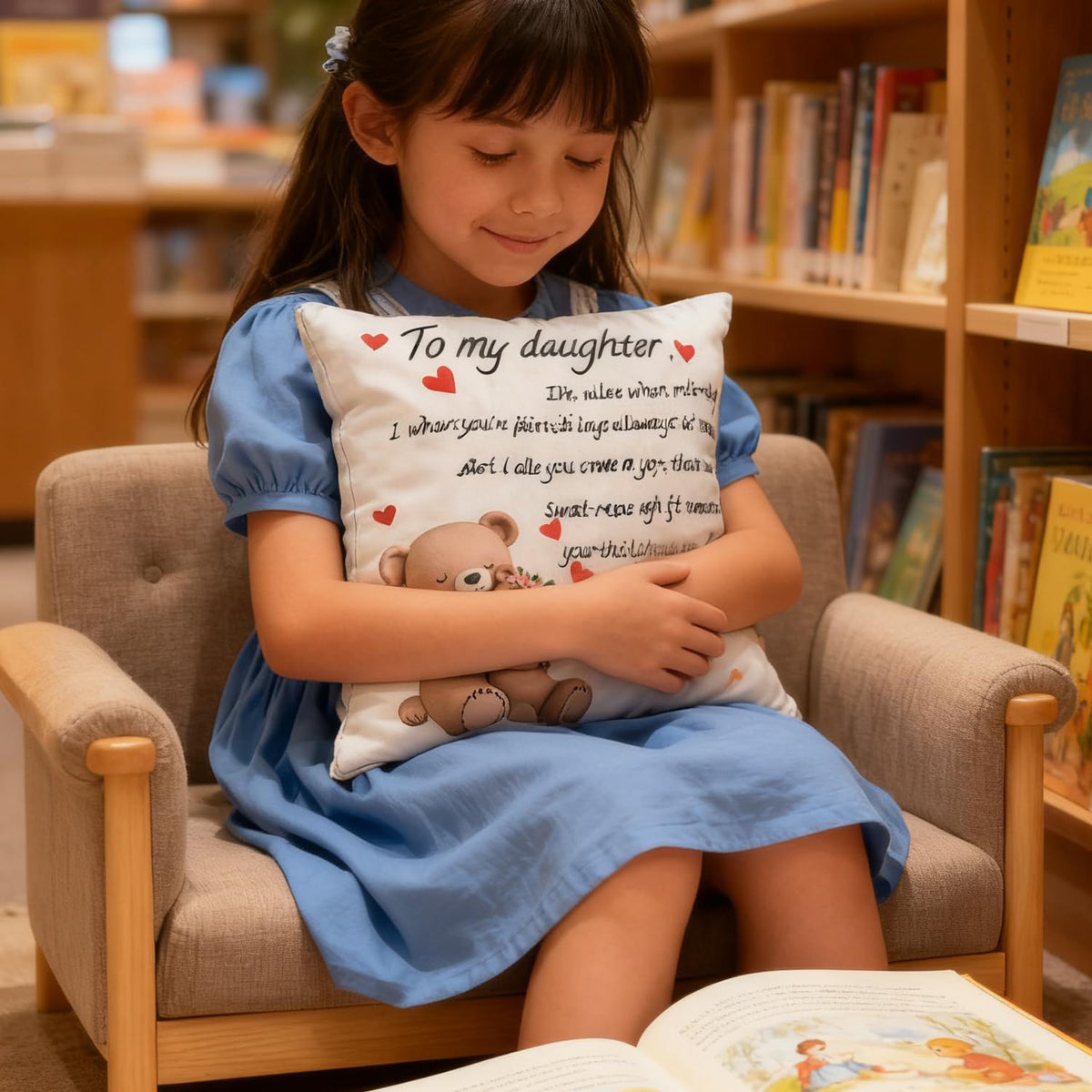 ZJRUIXI to My Daughter Throw Pillow Cover, 18 x 18 Inches - Girl's Birthday Gift, Parent-Child Interaction Gift, Decorative Cushion Case for Bedroom & Sofa, A Gift from Mom and Dad (Daughter)