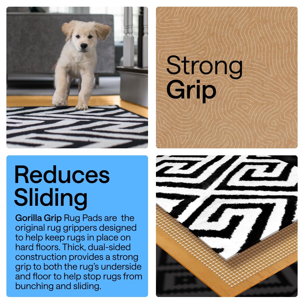 GORILLA GRIP® Slip Resistant Rug Gripper Pads for Hardwood Floor, Cream