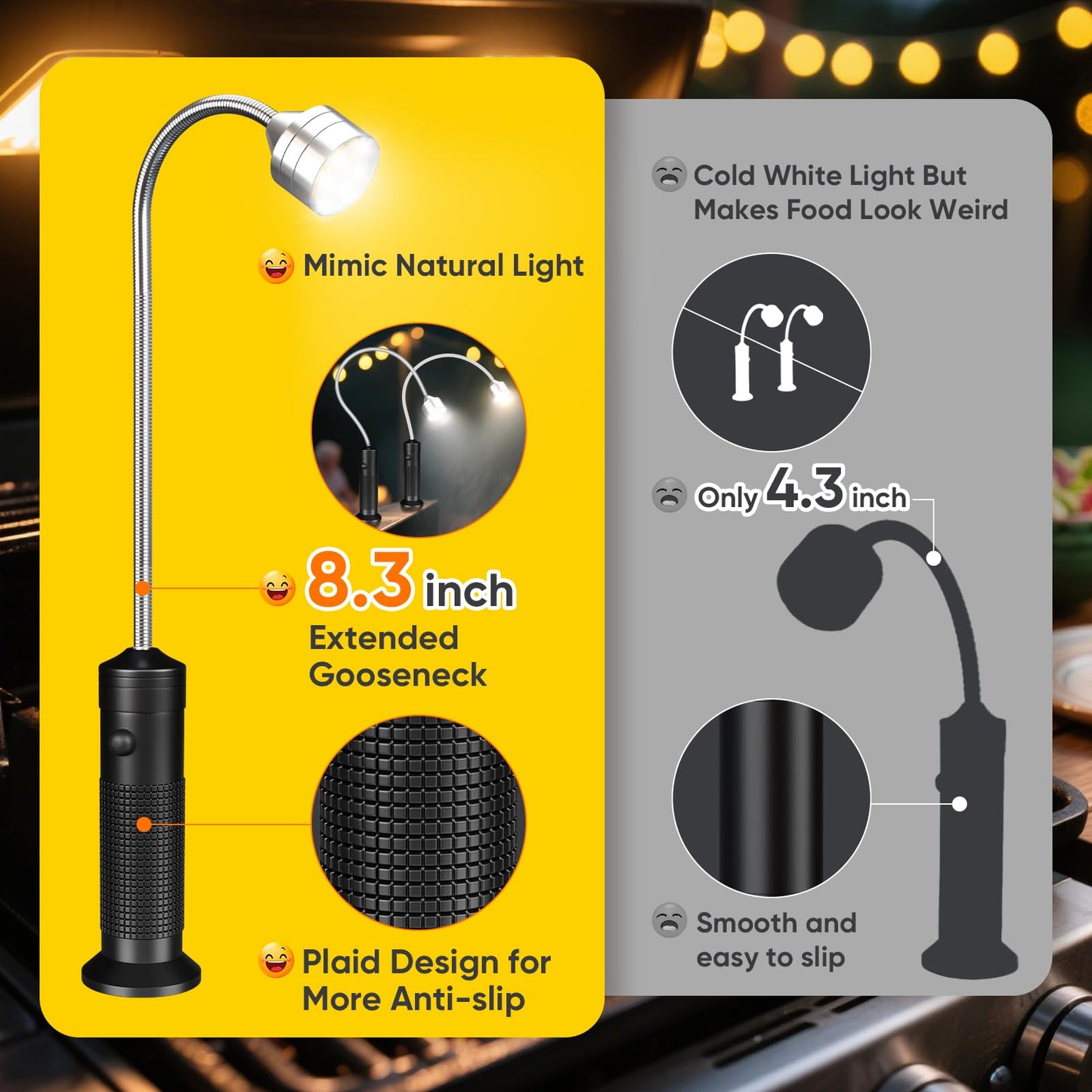 SIMLIX Grill Light Gifts for Men: 2 Pack LED Barbecue Lights for Outdoor Grill Unique Grilling Gifts for Husband Dad Mens Gifts for Father Day - Smoker Grilling Accessories for Night BBQ