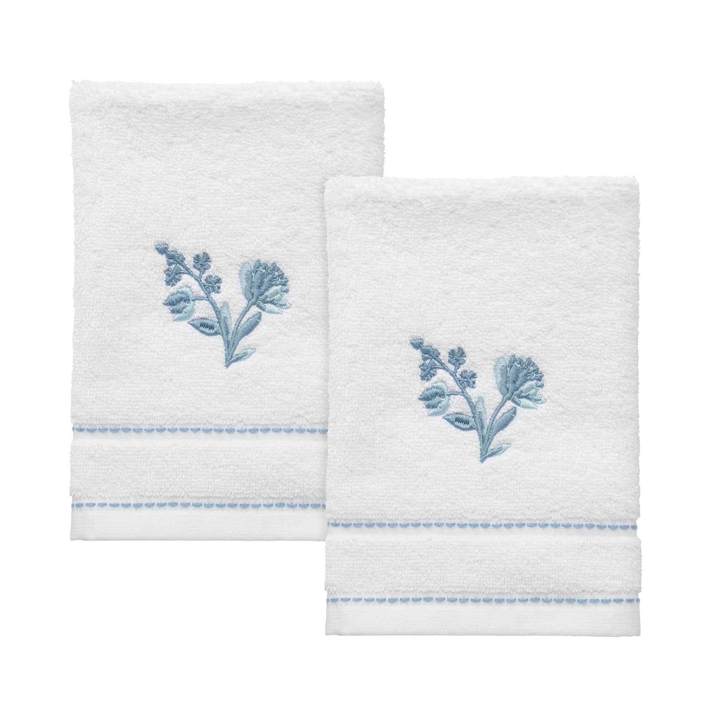 Izod - Fingertip Towels, Soft & Absorbent Cotton, Floral Bathroom Decor, Set of 2 (Mystic Collection, White)