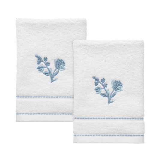 Izod - Fingertip Towels, Soft & Absorbent Cotton, Floral Bathroom Decor, Set of 2 (Mystic Collection, White)