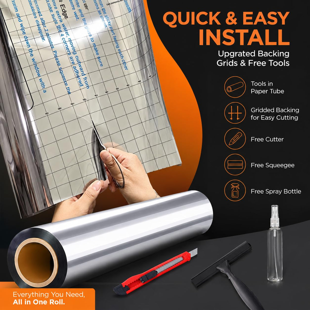 Upgraded One Way Window Privacy Film Sun Heat Blocking, 17.5" x 78.7"