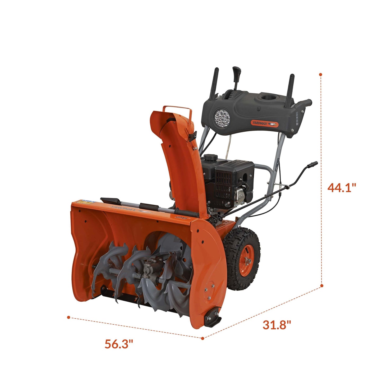 YARDMAX YB6770 26 in. 212 cc Two-Stage Self-propelled Gas Snow Blower with Push-Button Electric Start and Headlight