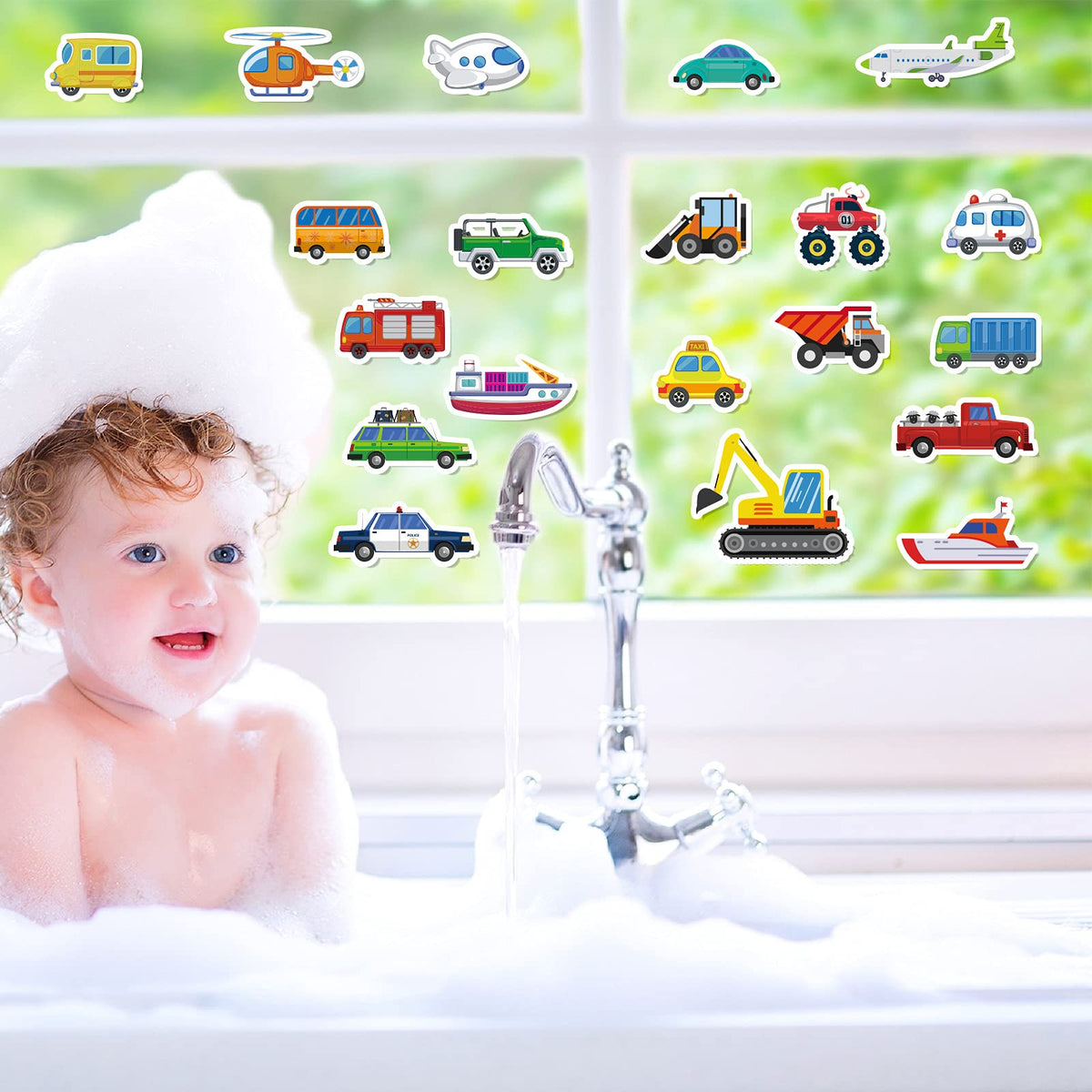 20 PCS Transportion Thick Window Gel Clings for Kids Toddlers