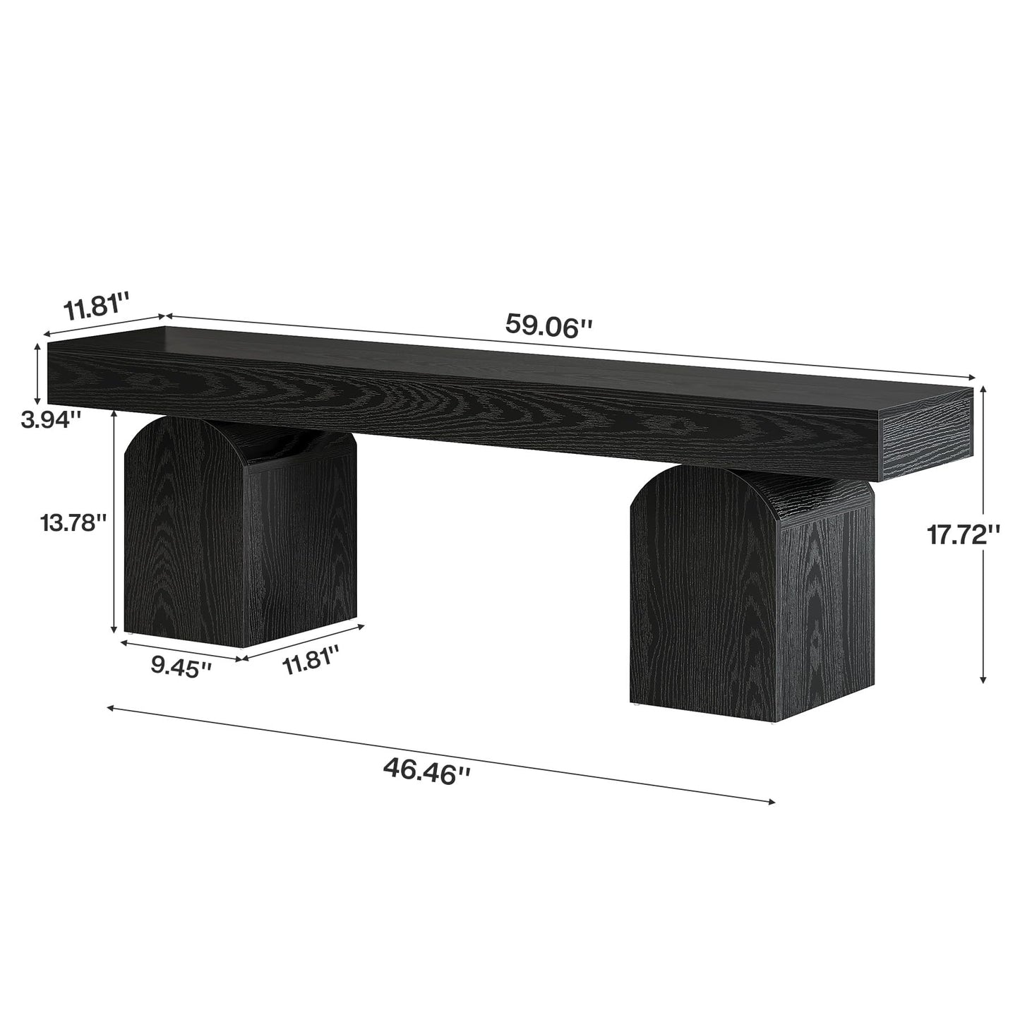 Tribesigns 59" Black Dining Bench for 2 to 3, Modern Dining Table Bench with Arched Base, Extra Long Kitchen Bench Seating for Dining Room, Living Room, Entryway