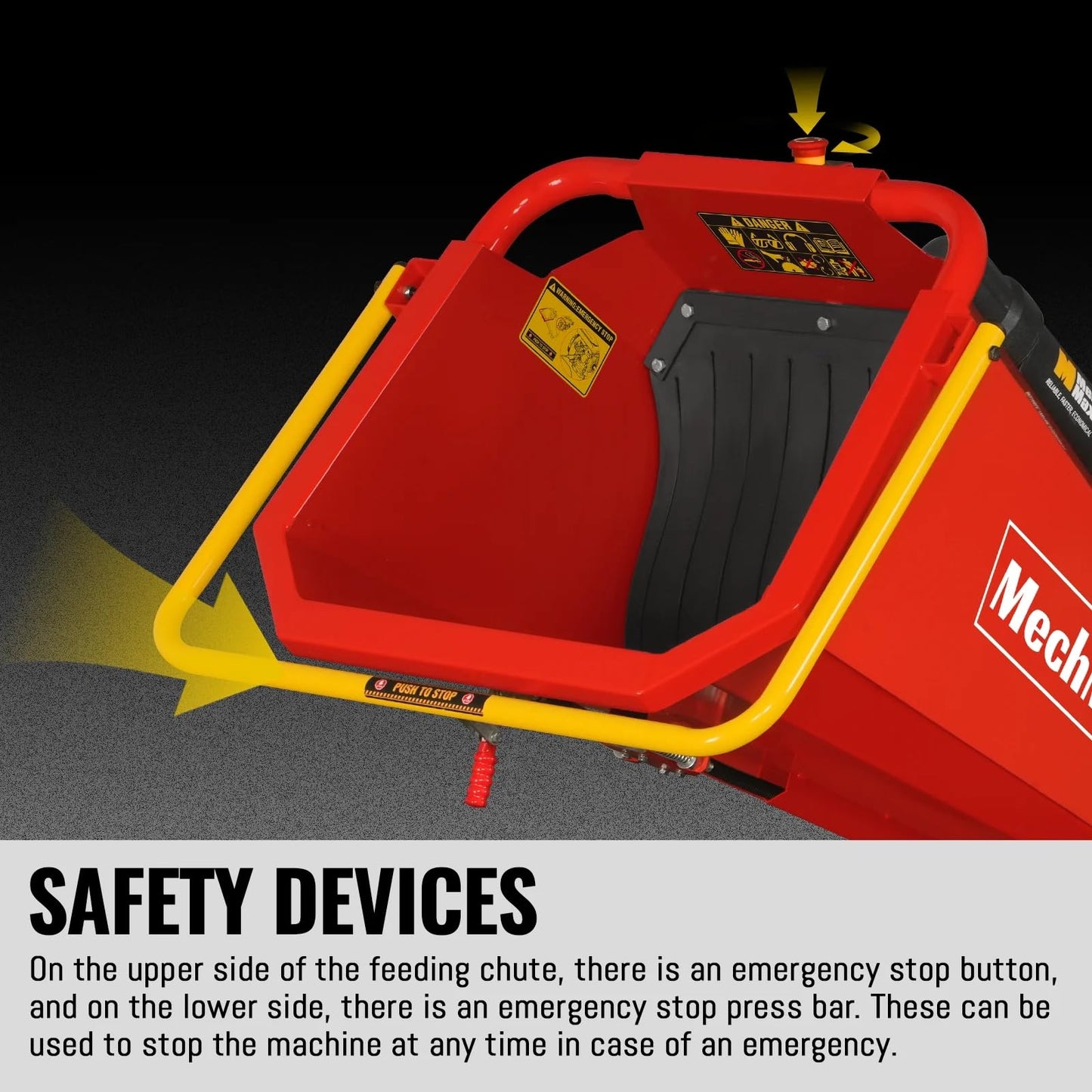 MechMaxx 6 inch ZONSEN 459cc 15hp E-Start Gas Powered 4-Wheels Wood Chipper Shredder Mulcher with Towbar/Tail Light/Emergency Stop Button/Stop Bar, Model B150 Red