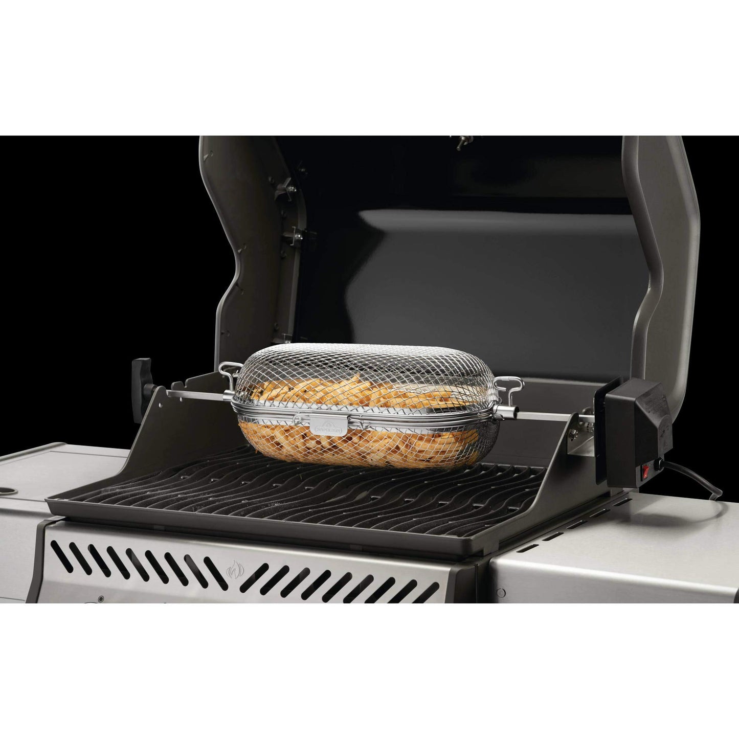 Napoleon Rotisserie Grill Basket - Stainless Steel, Fits Standard Spit Rods, Best For Wings, Fries And Roasted Veggies