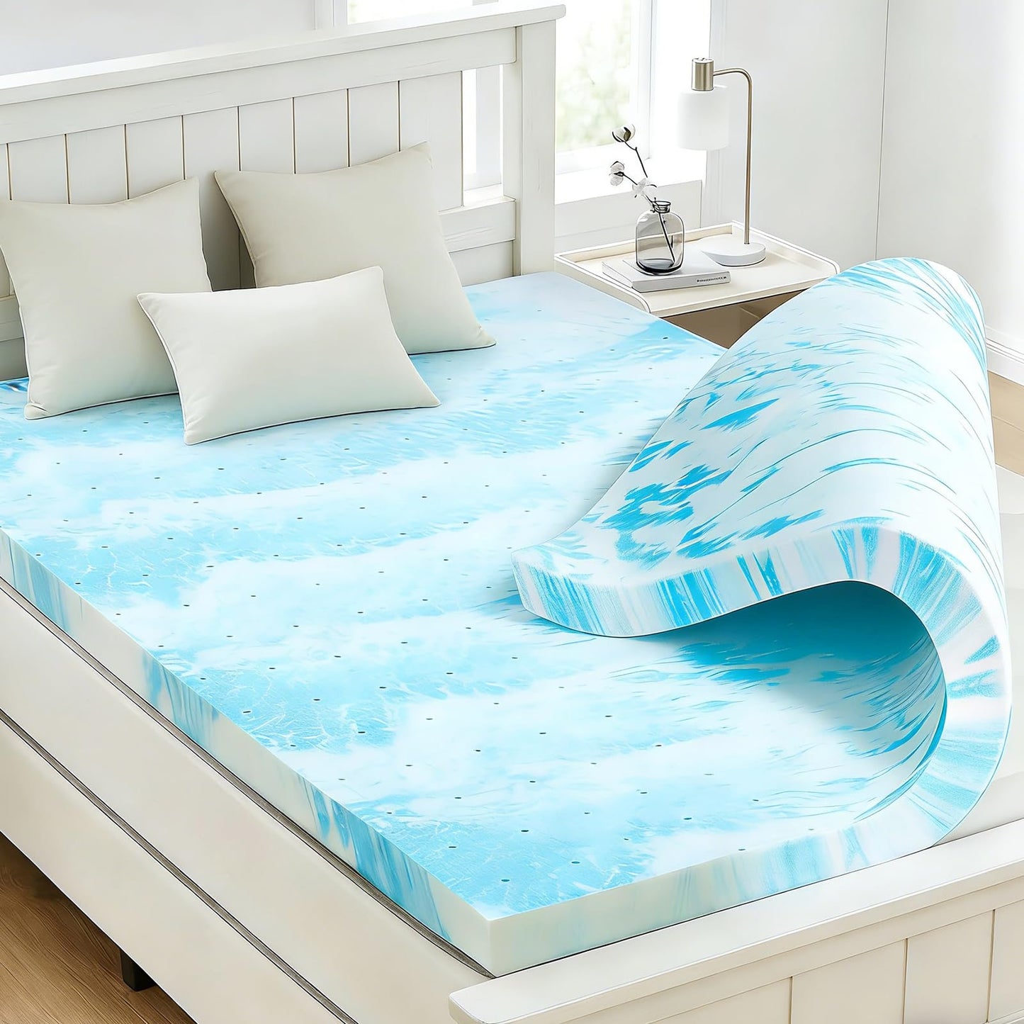 IULULU King Size Mattress Topper, 2 Inch Gel Memory Foam Topper, Light Comfort Upgrade, CertiPUR-US Certified