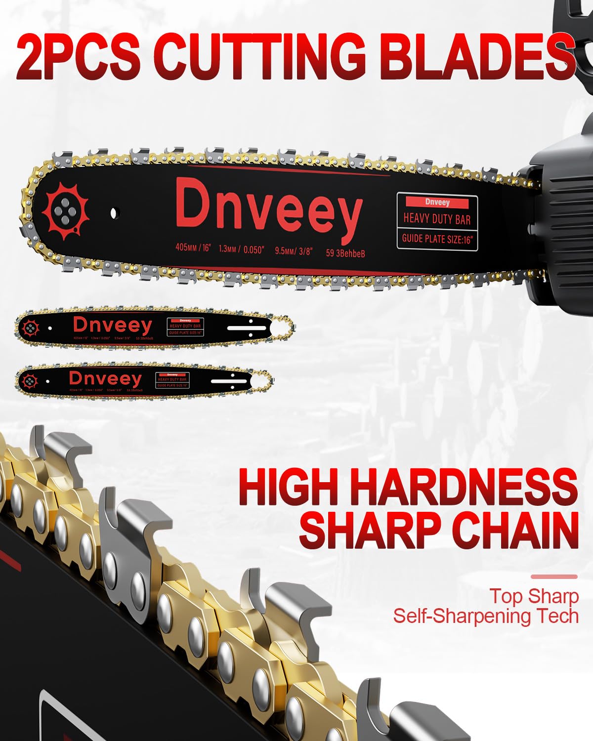 Snoonwee 2100W Battery Powered Chainsaw for Storm Cleanup, 18 and 16-Inch Interchangeable Bars, 42V Max Cordless Electric Chain Saw with Two 4.0Ah Batteries for Backyard Tree Felling (Red Black)