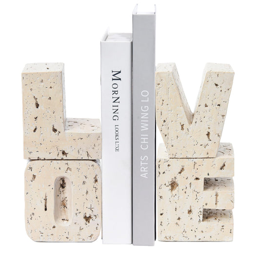 Book Ends Decorative with Love Design,Small Farmhouse Heavy Duty Bookends