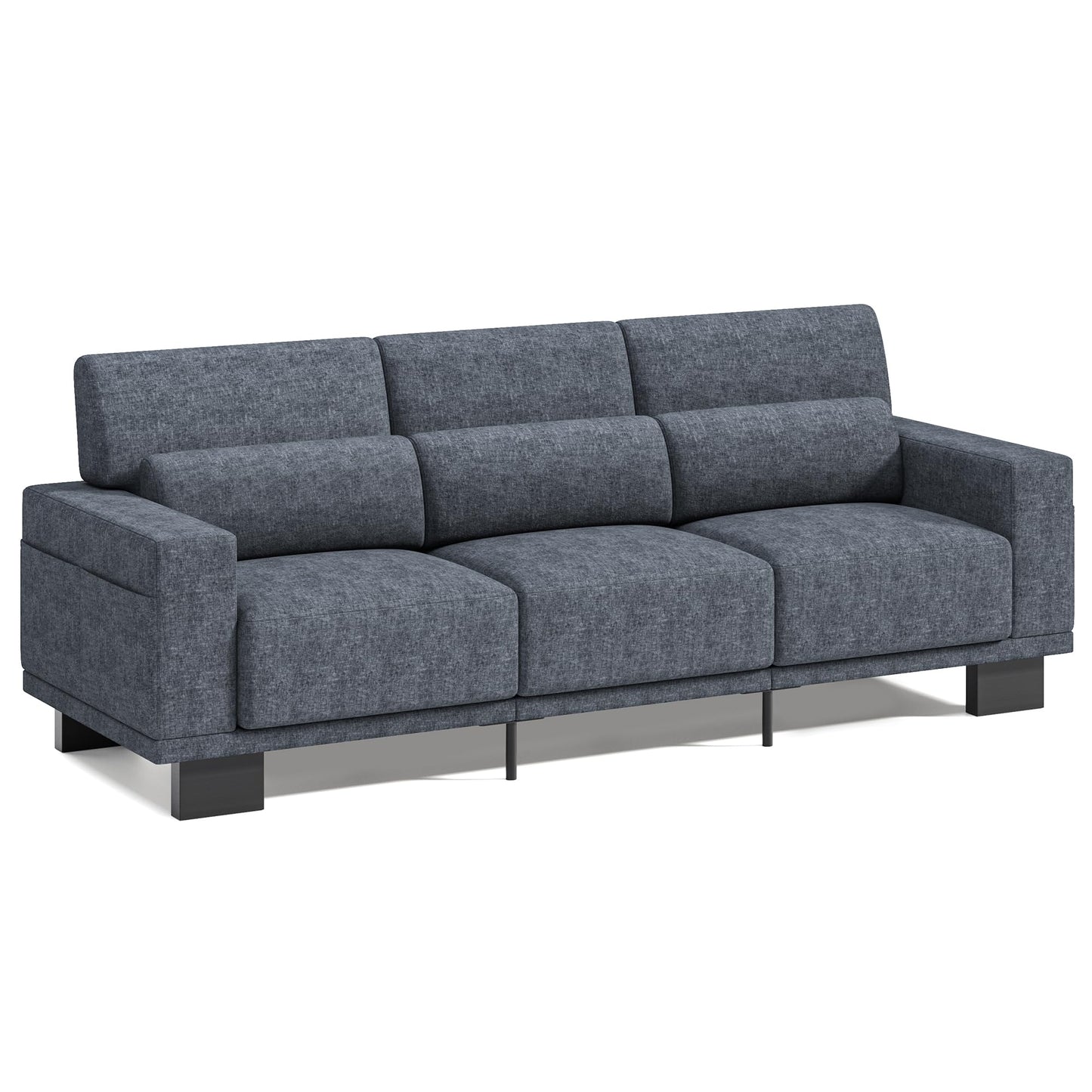 Gizoon 89 Inch Modern Sofa, 3-Seater Chenille Couch with Wide Armrests & Deep Cushions, for Living Room, Bedroom and Apartment, Dark Grey