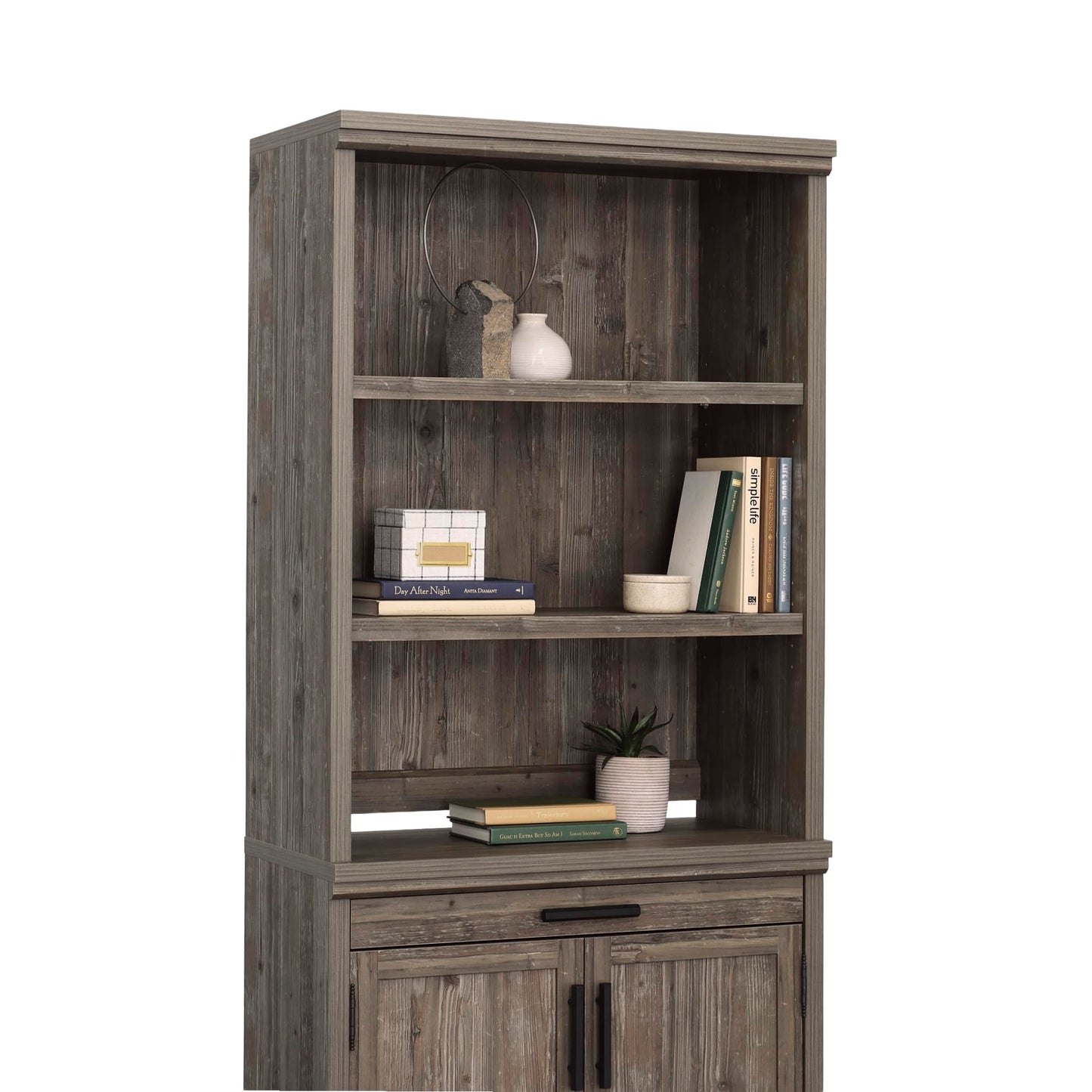 Sauder Aspen Post Commercial Office Hutch, in a Pebble Pine Finish