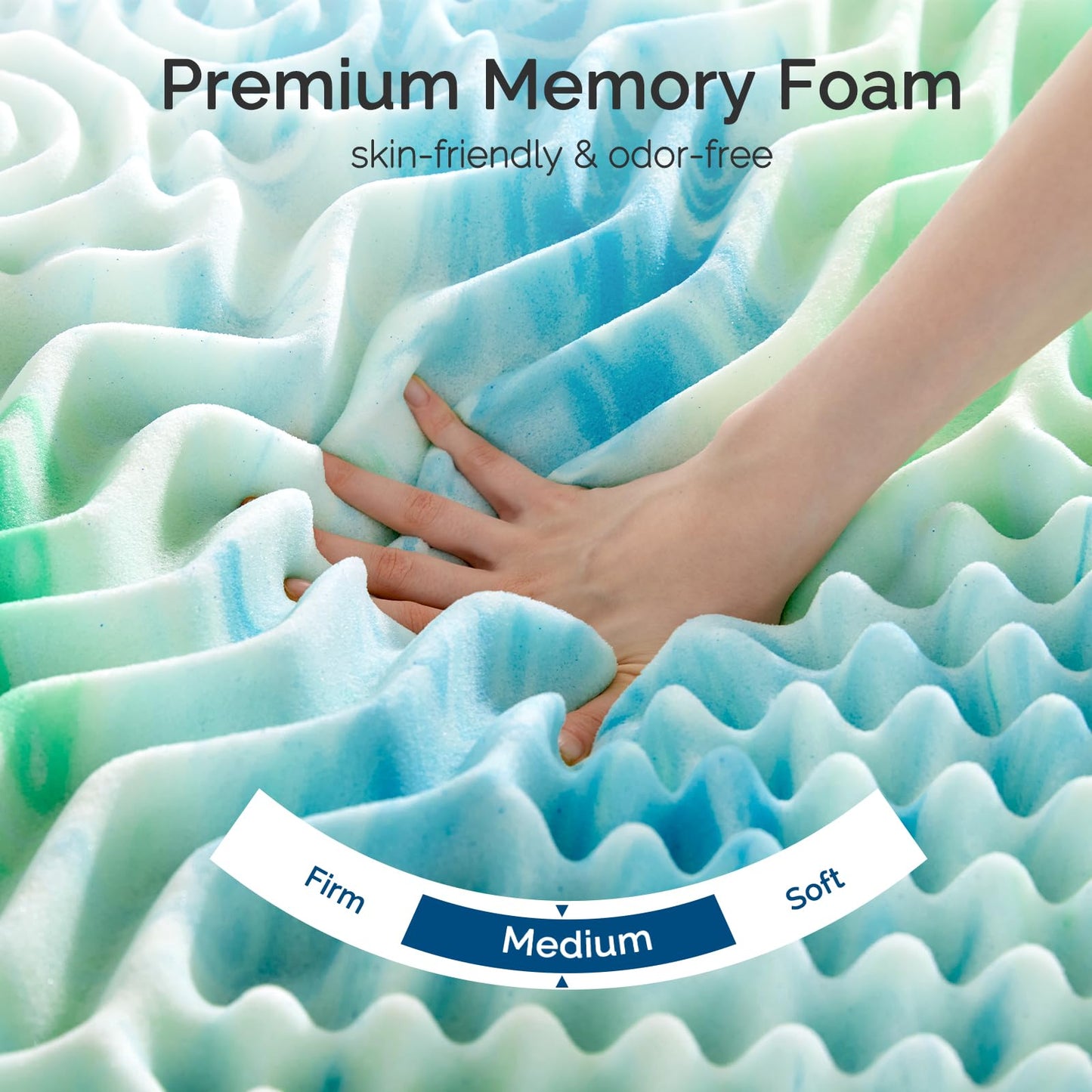 SOOSLEEPY 3 Inch 7-Zone Full Memory Foam Mattress Topper Egg Crate Cooling Gel Infused Mattress Pad Bed Topper for Pressure Relief and Back Pain Soft & Breathable, CertiPUR-US Certified