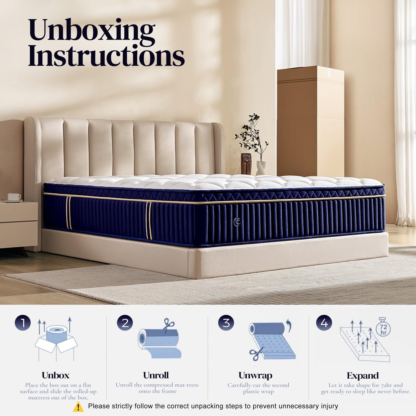 King Size Mattress, 14 Inch Hybrid King Mattress in a Box, Medium Firm Memory Foam Mattress, with Individual Pocket Springs, Upgrade Zoned Support, Motion Isolation&Pressure Relief, CertiPUR-US