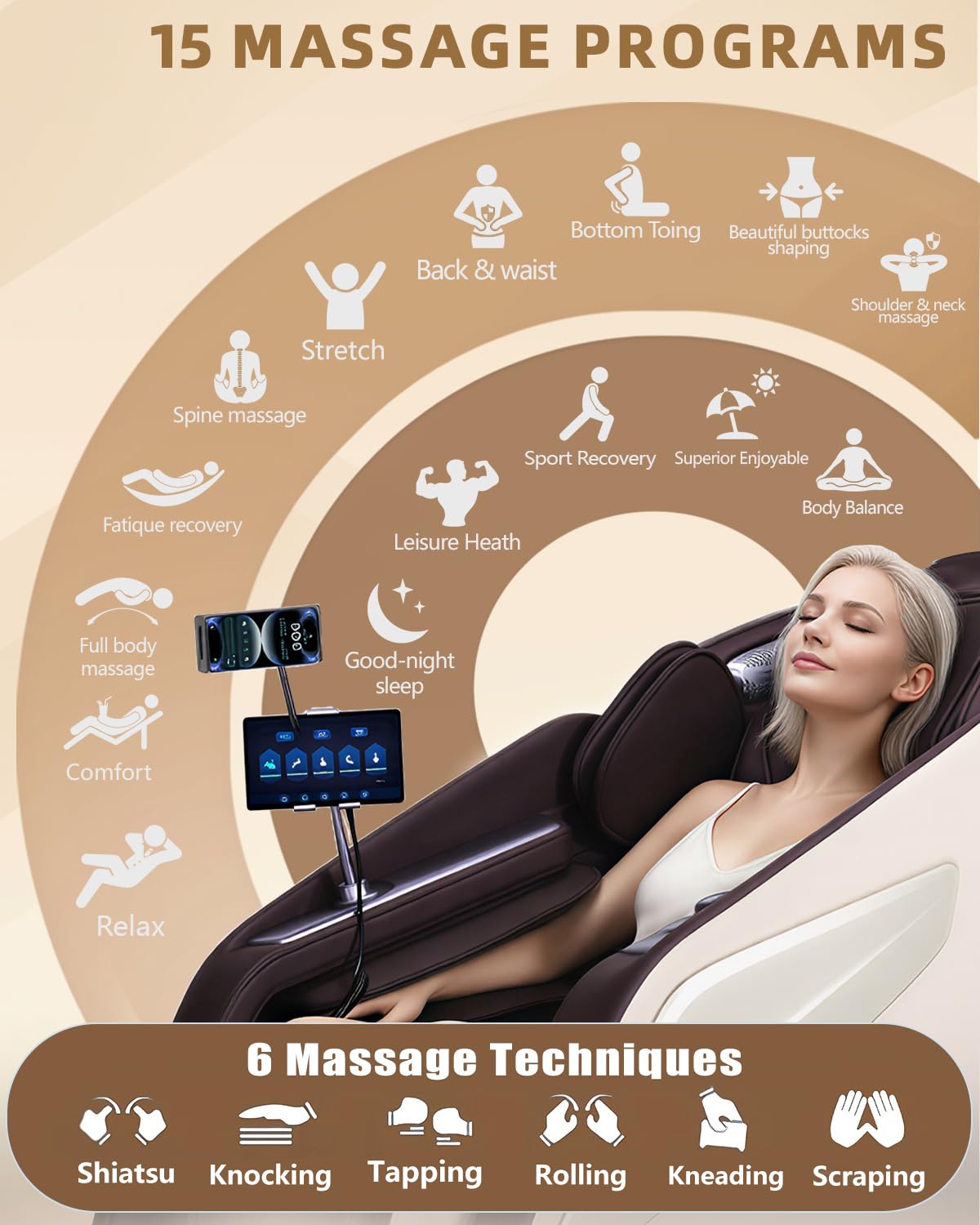 RelaxRelife 4D Massage Chair Full Body Zero Gravity 53" SL Track Recliner