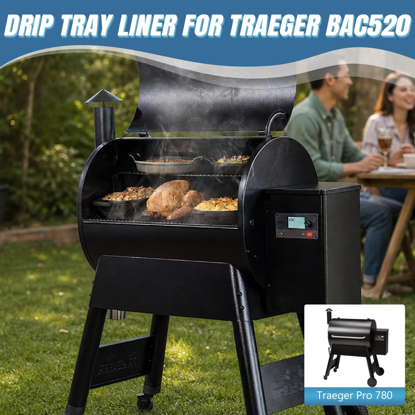 GORGERILA 15-Pack BAC520 Drip Tray Liners for Traeger Pro 780 Pellet Smoker Grill Disposable Aluminum Grill Liners for Traeger Pellet Grills Heat-Resistant Grill Accessory