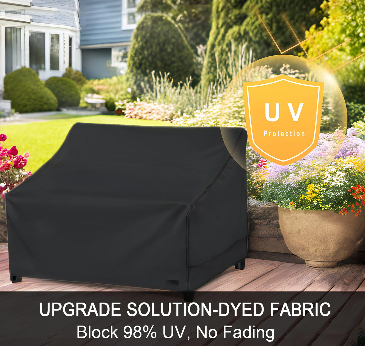 NettyPro Patio Loveseat Sofa Cover Waterproof Heavy Duty Outdoor Couch Furniture 2 Seater Cover, 54" Wx 32" Dx 35" H, Black