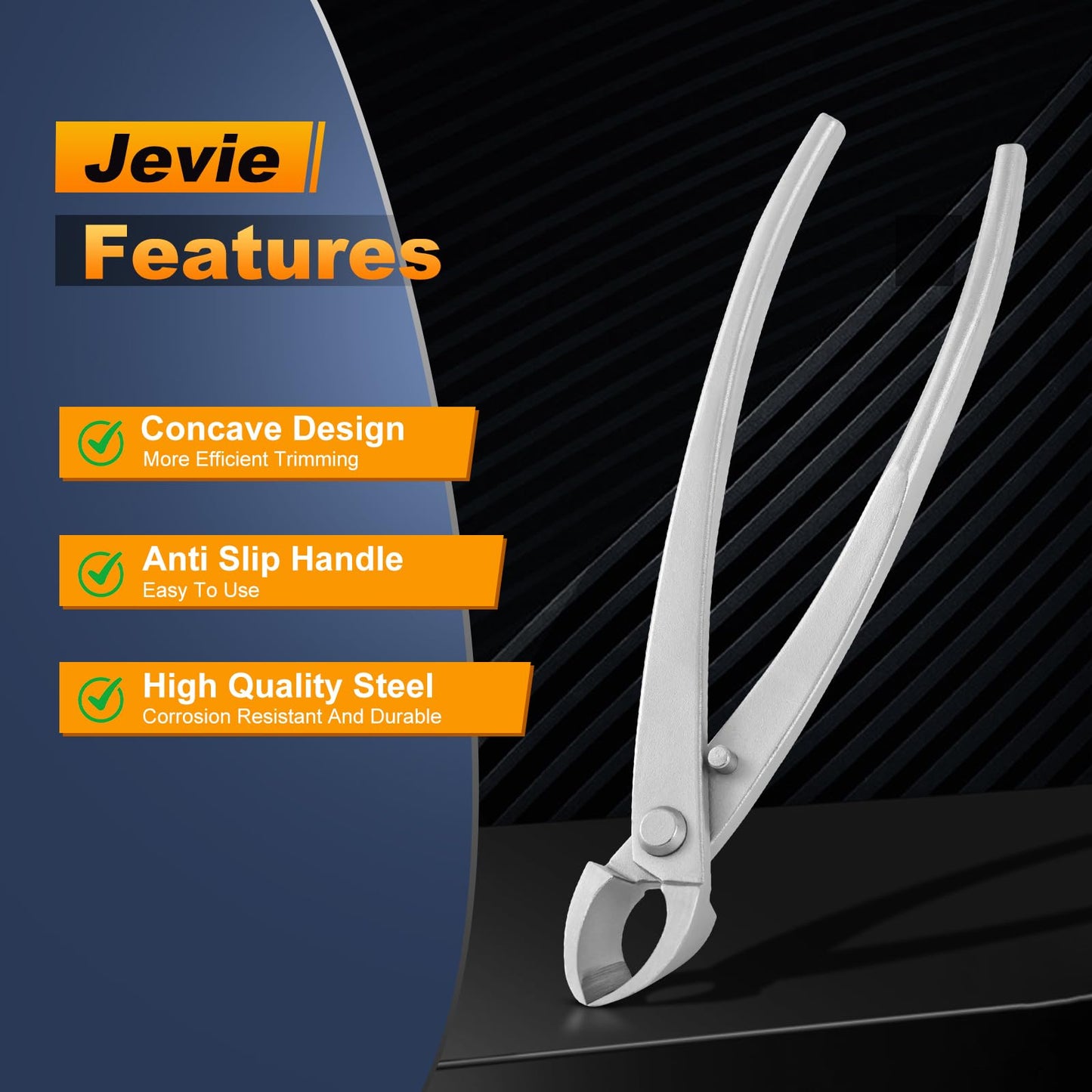 8 inch Concave Cutter, Stainless Steel Cutter for Bonsai & Gardening Pruning, Supplied By Jevie (Diagonal)