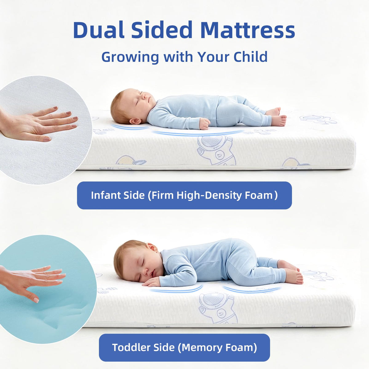 Ressainic Premium Crib & Toddler Mattress, Dual-Sided Baby Mattress