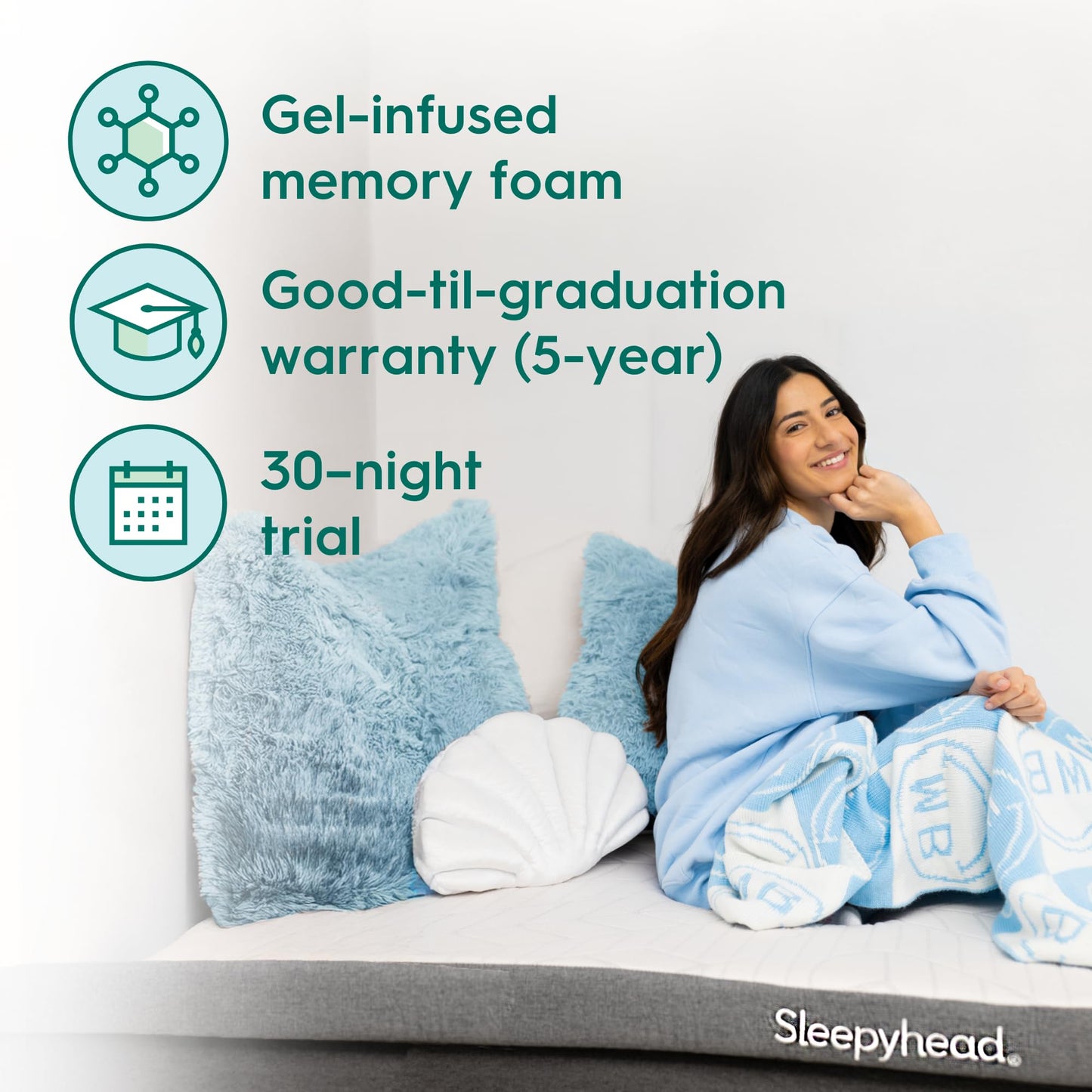 Sleepyhead Full XL 3 Inch Mattress Topper for College Dorm Beds, Cooling Gel Memory Foam, Pressure-Relieving Comfort, Removable Washable Cover, CertiPUR-US® Certified (XL Full 3")