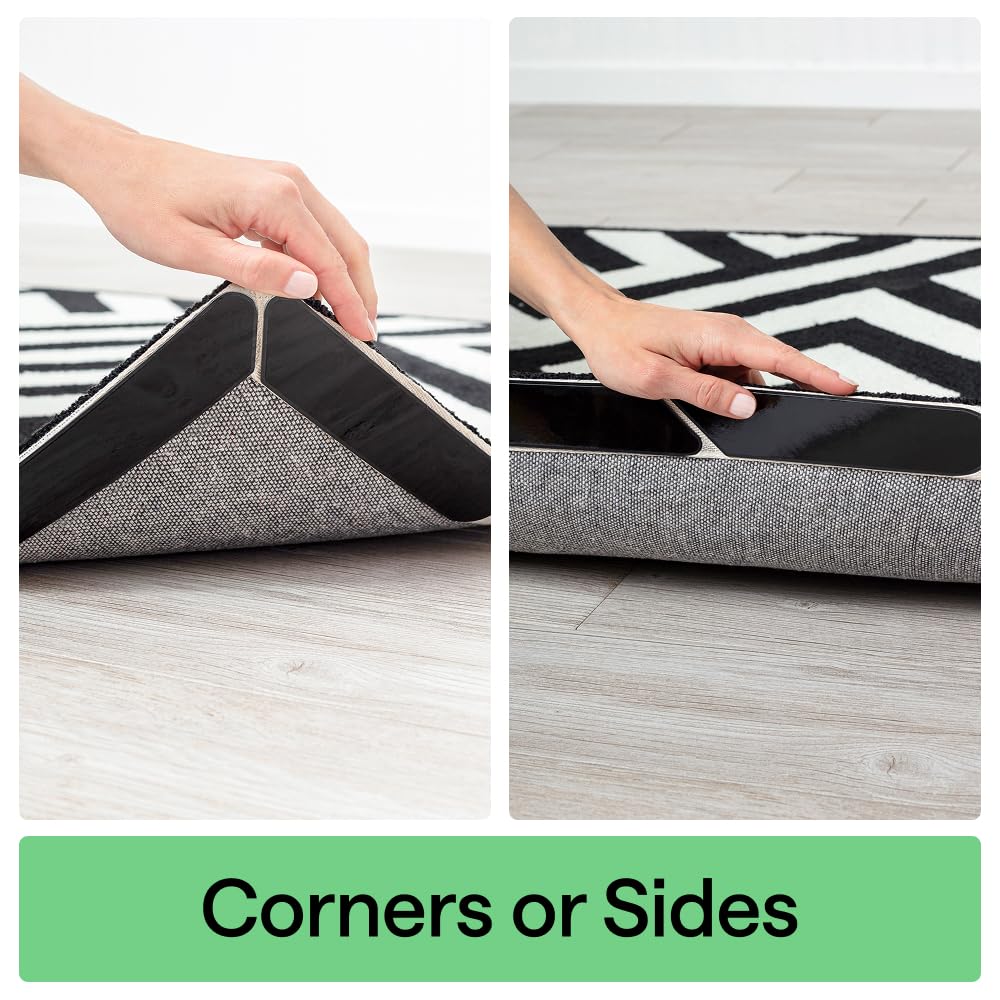 GORILLA GRIP® Extra Long Rug Grippers for Hardwood Floor, Reusable, Black