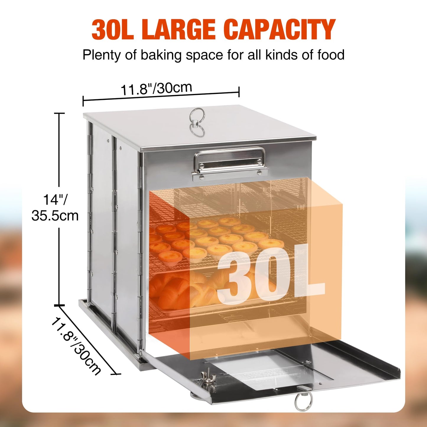 REDCAMP 14"H Foldable Camping Oven with 2 Tier Grill, Stainless Steel Portable Camping Stove for Baking Cinnamon Rolls, Breads and Muffins with Wood Burning Fire,Propane Stoves,Campers,Baking BBQ