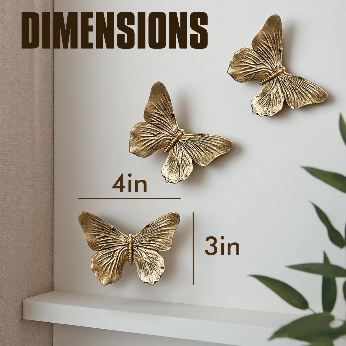 GUSFREUD 3D Butterfly Wall Decor Set – Resin Wall Decor for Living Room, Bedroom, Bathroom, Dining Room, Outdoor and Gallery Walls - Antique Copper - Set of 3