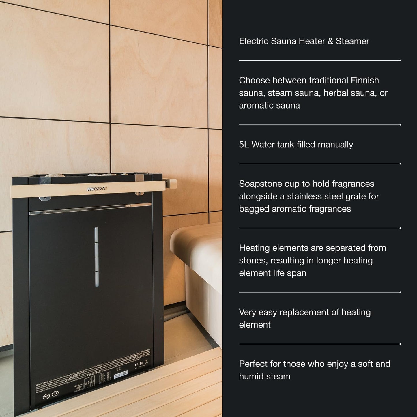 Harvia Virta Combi Sauna Heater, 220v Electric Sauna Heater Stove & Combined Steamer, WiFi Compatible with High Stone Capacity, Abundant Steam & Efficient Air Circulation, Includes Stones (8kW)
