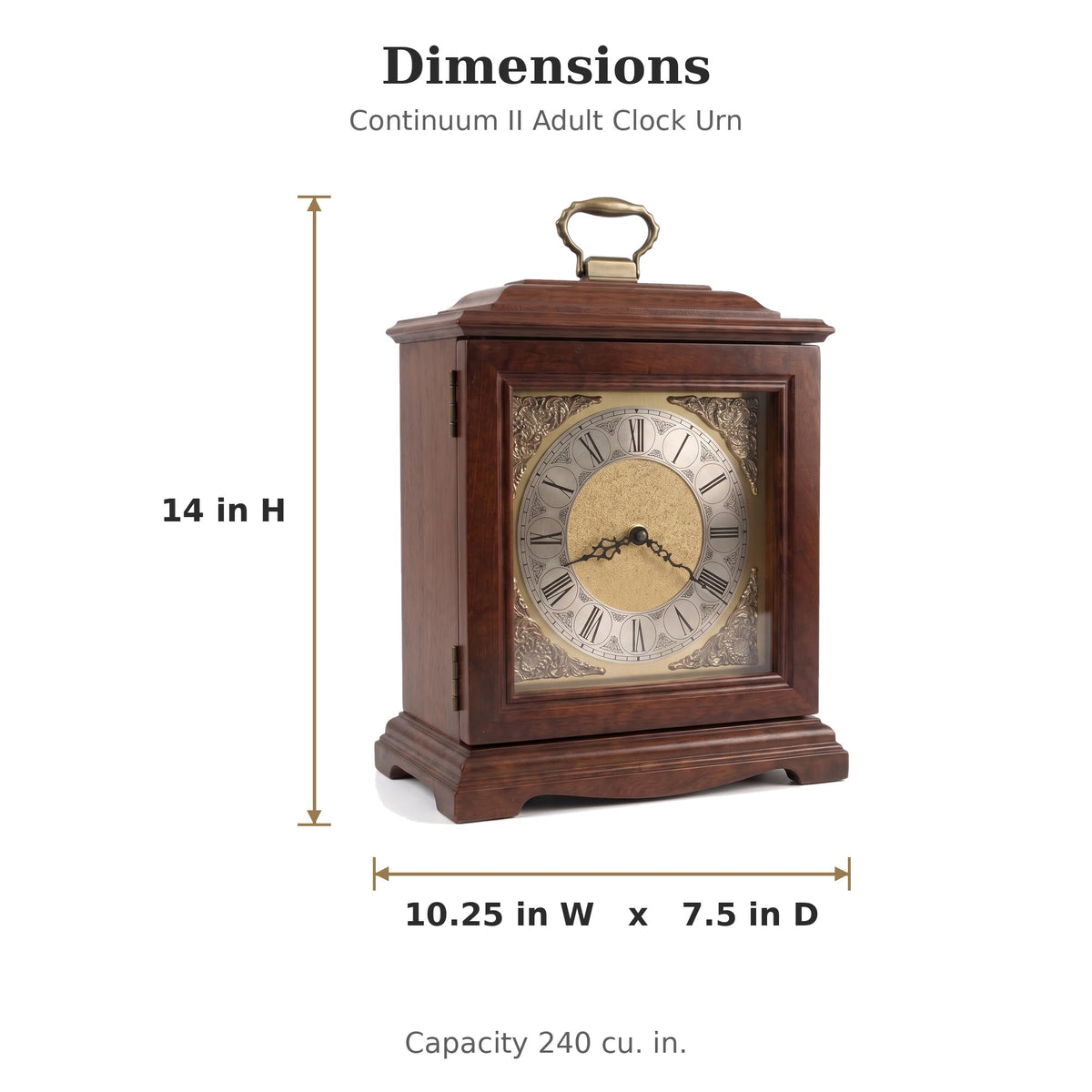 Howard Miller Continuum II Mantel Clock Urn Box 810-122 – Windsor Cherry, Select Hardwoods & Veneers, Bracket-Style, Roman Numerals, Interior | Memorial Wall Digital Tribute Access Included