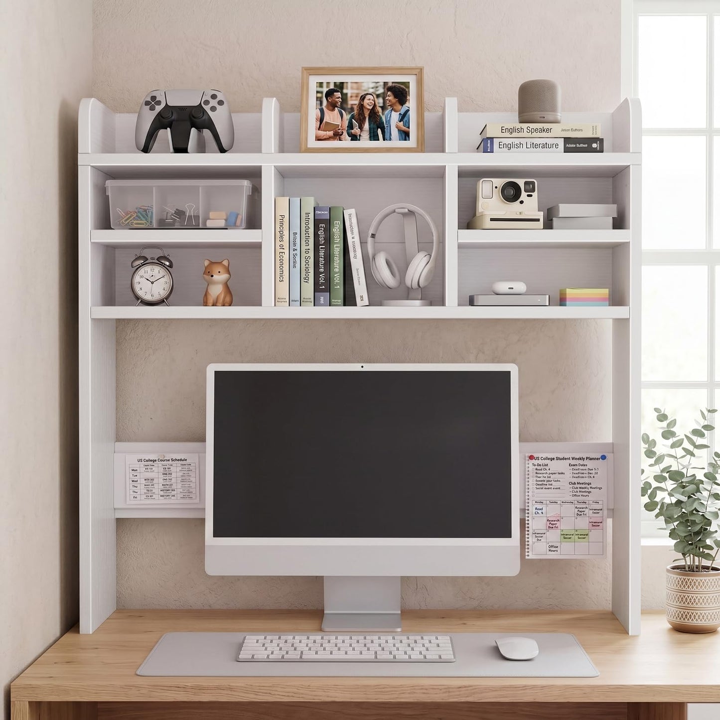IGERI 37 Inch White Desk Hutch Dorm Top Only with Felt Board for College