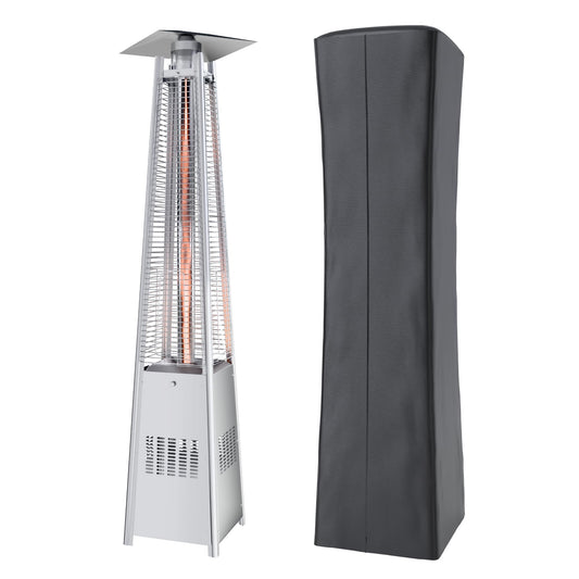 Kingdura 48,000 BTU Pyramid Patio Heater with Cover & Wheels, Outdoor Patio Heaters for Outdoor Use, Triple Safety Protection, 88" Quartz Glass Tube Propane Heater for Deck Backyard Commercial Balcony