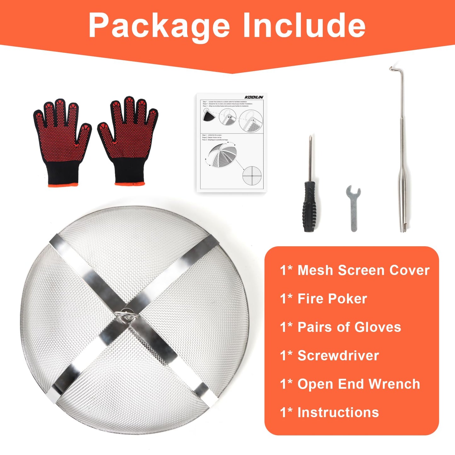 Spark Screen for Solo Stove Bonfire 19.5-Inch, Stainless Steel Mesh Cover with Removable Handle, Fire Pit Spark Guard for Patio, Backyard, Camping