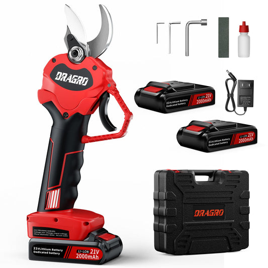 Dragro Upgraded Electric Pruning Shears Professional Cordless Electric Pruning Battery Powered, Tree Branch Pruner with 2 PCS Rechargeable 2 Ah Lithium Battery - 30mm (1.2inch) Cutting Diameter